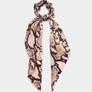 • Snake Skin Print Scarf Ponytail Scrunchy Band